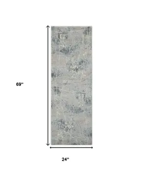 6' Blue Floral Runner Rug