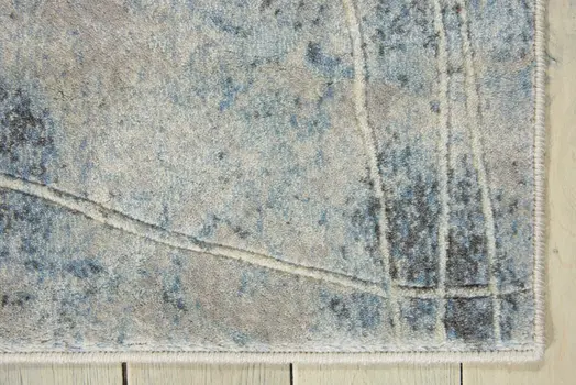 6' Blue Floral Runner Rug