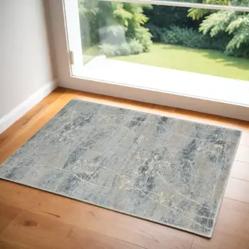 6' Blue Floral Runner Rug