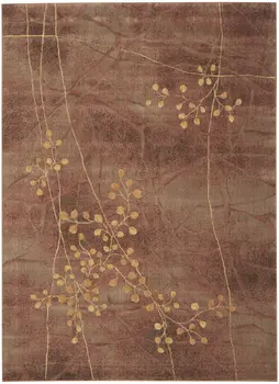 8' X 11' Brown Floral Power Loom Non Skid Area Rug