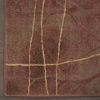 8' X 11' Brown Floral Power Loom Non Skid Area Rug