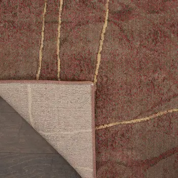 8' X 11' Brown Floral Power Loom Non Skid Area Rug