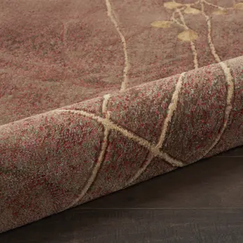 8' X 11' Brown Floral Power Loom Non Skid Area Rug