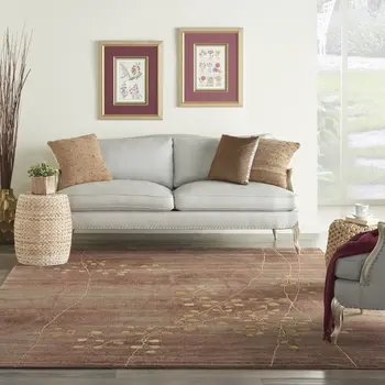 8' X 11' Brown Floral Power Loom Non Skid Area Rug
