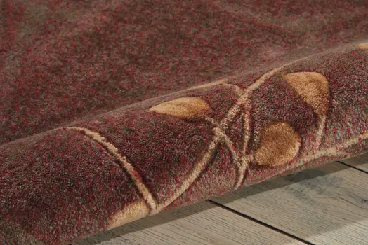 6' Brown Round Floral Power Loom Area Rug