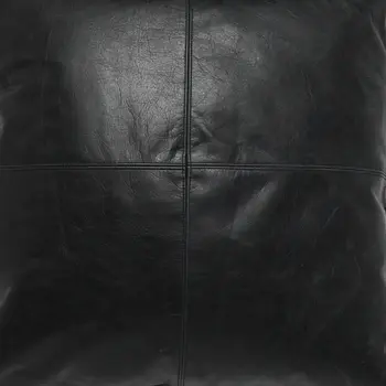 22" Black Leather Feather Throw Pillow