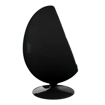 35" Black Fiberglass And Wool Swivel Egg Chair