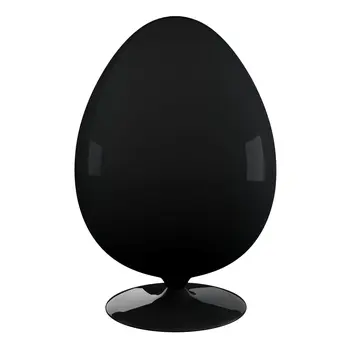 35" Black Fiberglass And Wool Swivel Egg Chair