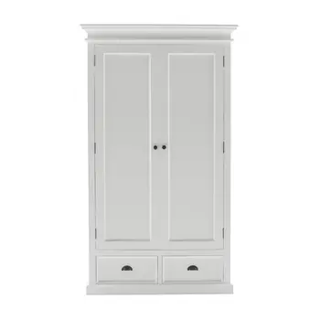 43" Off White Solid Wood Two Drawer