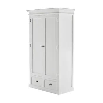 43" Off White Solid Wood Two Drawer