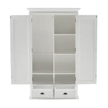 43" Off White Solid Wood Two Drawer