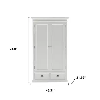 43" Off White Solid Wood Two Drawer