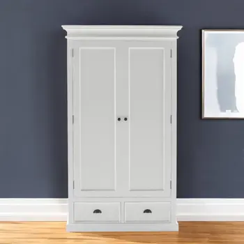 43" Off White Solid Wood Two Drawer