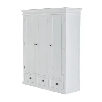 62" Off White Solid Wood Frame Standard Curio Cabinet With Six Shelves