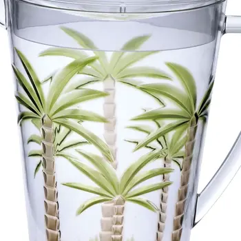2.5 Quart Clear and Green Palm Tree Acrylic Pitcher