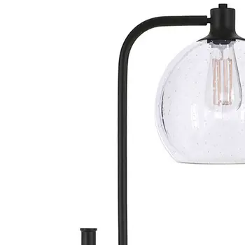 68" Black Adjustable Reading Floor Lamp With Clear Seeded Glass Globe Shade
