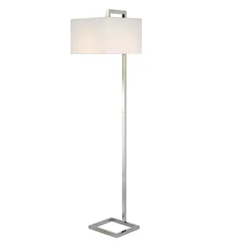 68" Nickel Floor Lamp With White Frosted Glass Rectangular Shade