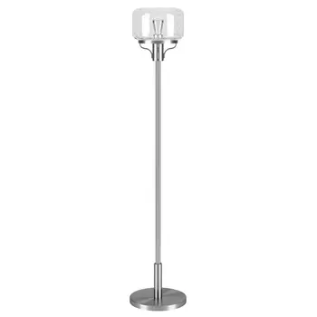62" Nickel Novelty Floor Lamp With Clear Seeded Glass Globe Shade