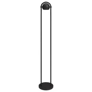 64" Black Column Floor Lamp With Black Globe Shade