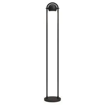 64" Black Column Floor Lamp With Black Globe Shade