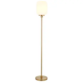 69" Brass Novelty Floor Lamp With White Frosted Glass Globe Shade