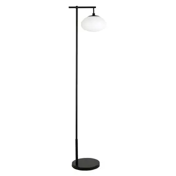 68" Black And White Reading Floor Lamp With White Glass Globe Shade