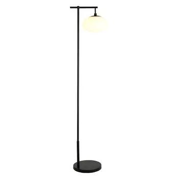 68" Black And White Reading Floor Lamp With White Glass Globe Shade