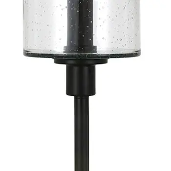 66" Black Torchiere Floor Lamp With Clear Seeded Glass Drum Shade