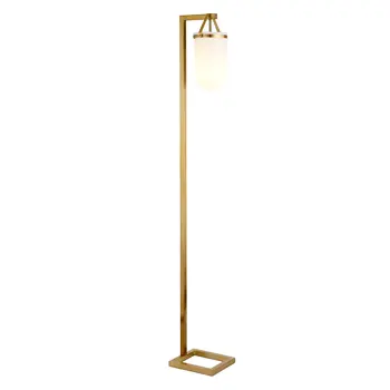 68" Brass Arched Floor Lamp With White No Pattern Frosted Glass Dome Shade