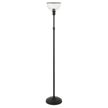 65" Black Novelty Floor Lamp With Clear Transparent Glass Dome Shade