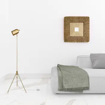 56" Brass Tripod Floor Lamp With Brass Dome Shade