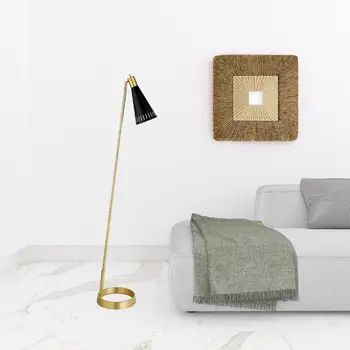 62" Black Reading Floor Lamp With Black Cone Shade