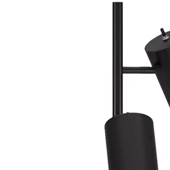 65" Black Three Light Tree Floor Lamp With Black Metal Drum Shade