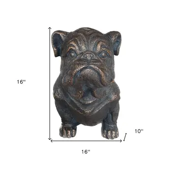16" Antiqued Bronze Bulldog Outdoor Statue