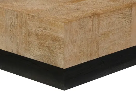 40" Brown and Black Solid Wood Square Block Coffee Table