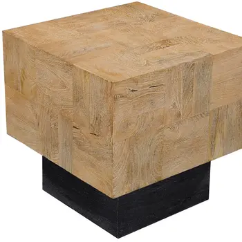 22" Black And Brown Solid Wood Square End Table