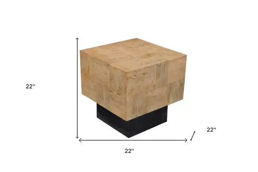 22" Black And Brown Solid Wood Square End Table