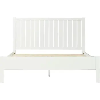 White Shiplap Texture Solid Wood King Bed Frame