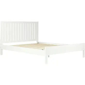 White Shiplap Texture Solid Wood King Bed Frame