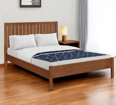 Brown Shiplap Texture Solid Wood Queen Bed Frame