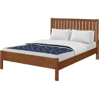 Brown Shiplap Texture Solid Wood King Bed Frame
