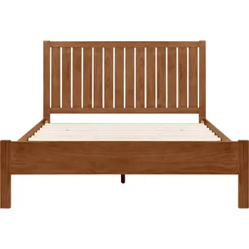 Brown Shiplap Texture Solid Wood King Bed Frame