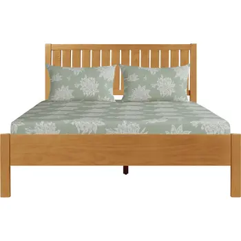 Natural Shiplap Texture Solid Wood Queen Bed Frame