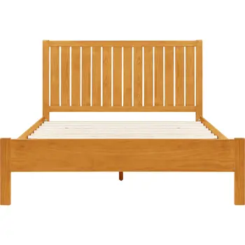 Natural Shiplap Texture Solid Wood Queen Bed Frame