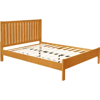 Natural Shiplap Texture Solid Wood Queen Bed Frame