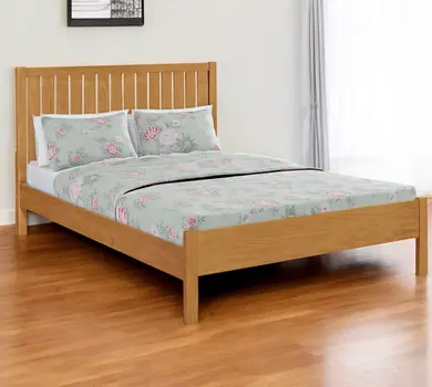 Natural Shiplap Texture Solid Wood King Bed Frame