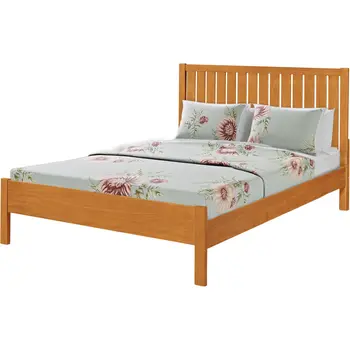 Brown Solid Wood King Bed Frame