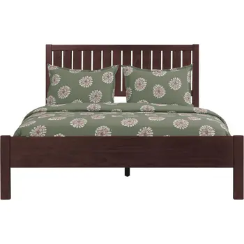 Brown Solid Wood Queen Bed Frame