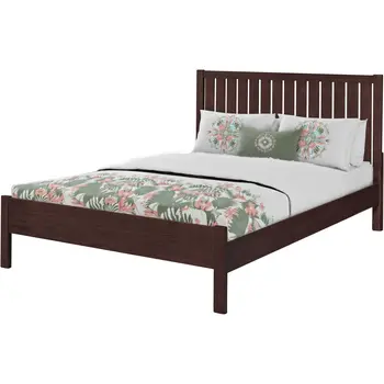 Brown Solid Wood King Bed Frame
