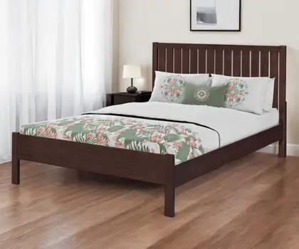 Brown Solid Wood King Bed Frame